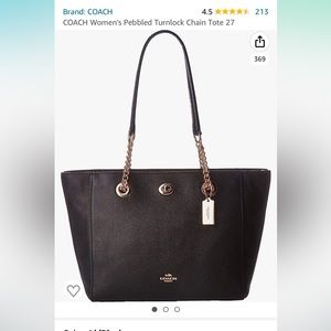 Coach Turnlock Tote a-Black Pebbled Leather.